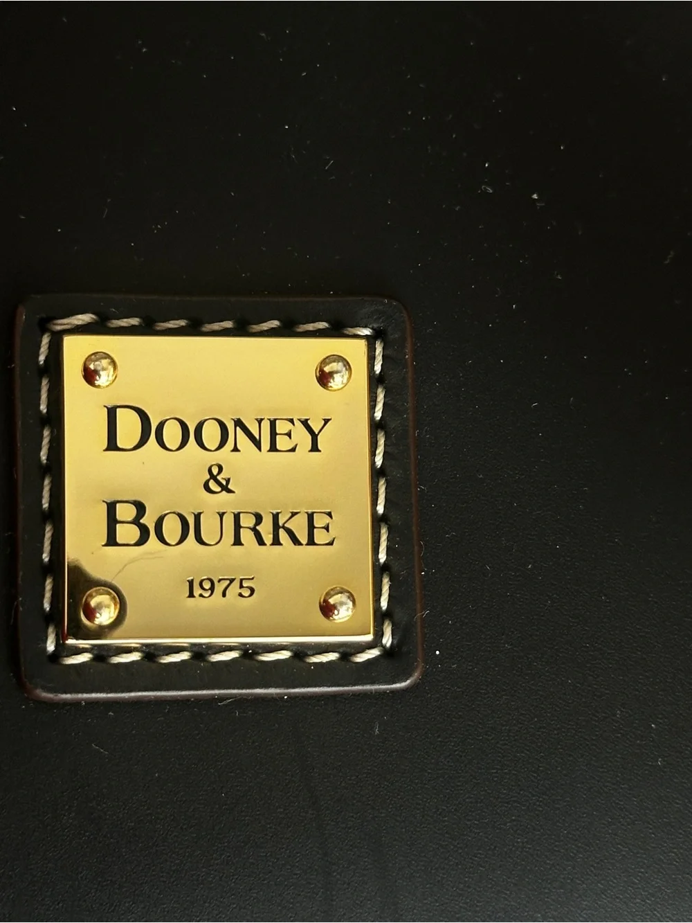 Dooney & Bourke Black Leather Tote Gold Hardware Contrast Stitching